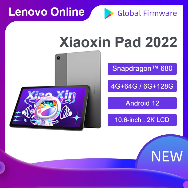 

Global Firmware Lenovo Pad 2022 6G 128G Snapdragon Octa Core Android 12 Xiaoxin Pad 10.6 Inch 2K LCD Screen Wifi Lenovo Tablet