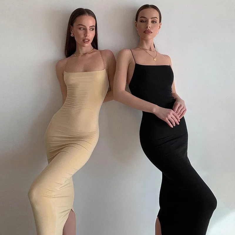 INSEuropean And American-Style2021Summer New Women's Clothing Sling off-Shoulder Fashion Slim Pure Color Split Dress for Women
INSEuropean And American-Style2021Summer New Women's Clothing Sling off-Shoulder Fashion Slim Pure Color Split Dress for Women