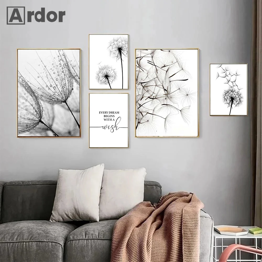 Black And White Plant Poster Dandelion Wall Art Canvas Painting Wish Quotes Print Nordic Wall Pictures Living Room Decoration
Black And White Plant Poster Dandelion Wall Art Canvas Painting Wish Quotes Print Nordic Wall Pictures Living Room Decoration
