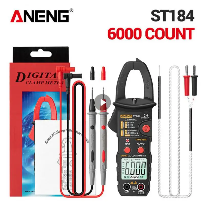ANENG ST184 Digital Clamp Multimeter Meter 6000 Counts Professional True RMS AC/DC Voltage Current Tester Hz Capacitance Ohm
ANENG ST184 Digital Clamp Multimeter Meter 6000 Counts Professional True RMS AC/DC Voltage Current Tester Hz Capacitance Ohm