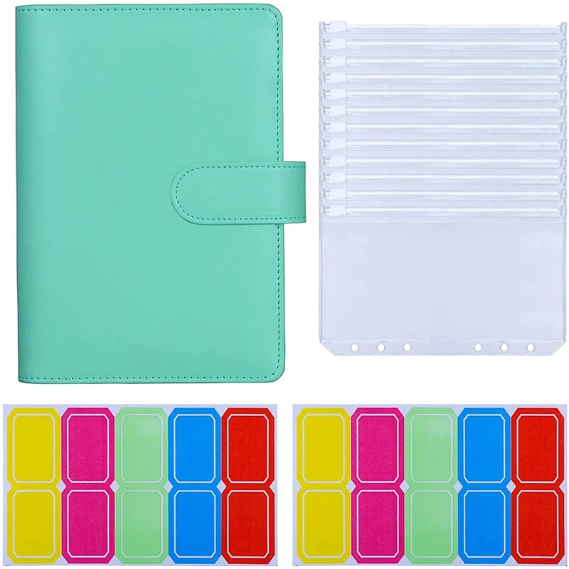 A6 PU Leather Binder 6-Ring Budget Binder with 12 Pieces A6 Binder Pockets with Cash Envelopes, Budget Envelopes 
A6 PU Leather Binder 6-Ring Budget Binder with 12 Pieces A6 Binder Pockets with Cash Envelopes, Budget Envelopes