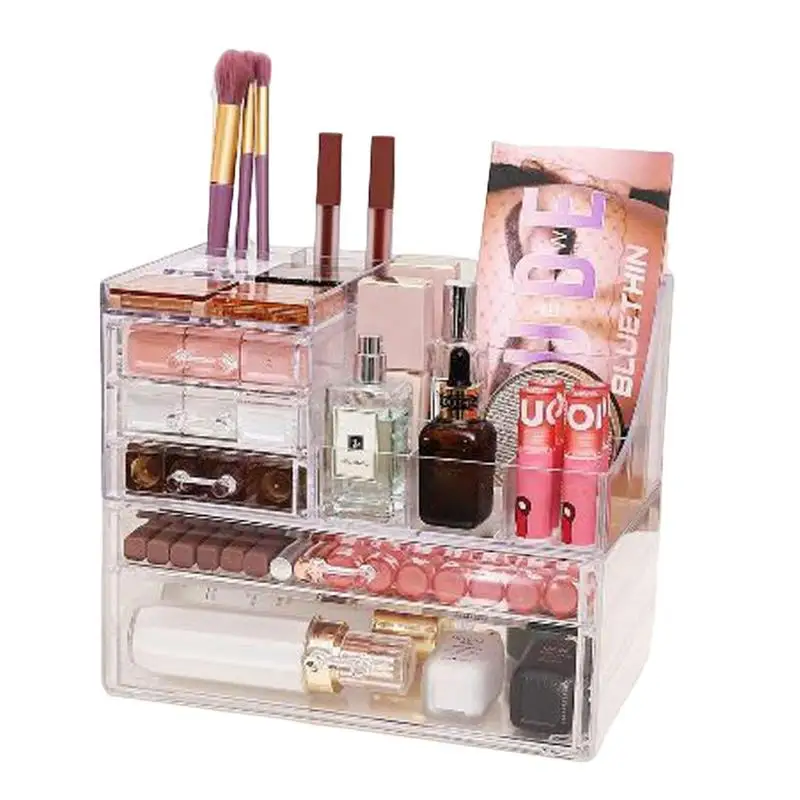 Органайзер для косметики, большой ящик для хранения косметики, прозрачный органайзер для косметики, аксессуары для макияжа с ящиками для
Органайзер для косметики, большой ящик для хранения косметики, прозрачный органайзер для косметики, аксессуары для макияжа с ящиками для