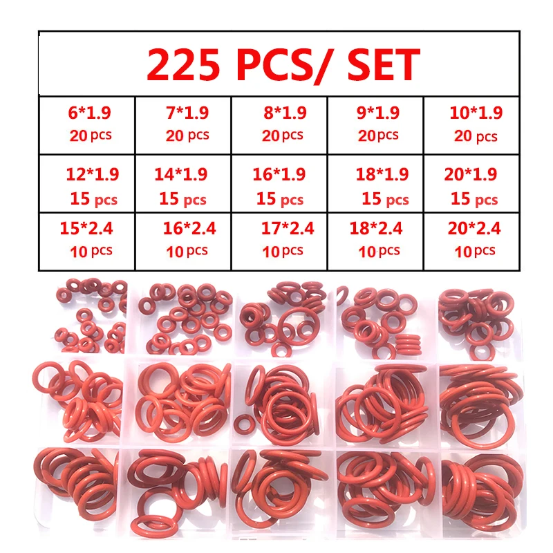 Red Silicone O Rings 100-250Pcs O-Rings Red Silicone VMQ Seal Sealing O-Rings Silicon Washer Rubber O-Ring Assortment Kit Set
Red Silicone O Rings 100-250Pcs O-Rings Red Silicone VMQ Seal Sealing O-Rings Silicon Washer Rubber O-Ring Assortment Kit Set