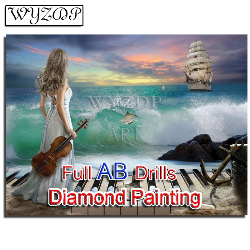 Full Square AB Drill Diamond Painting Violin Girl Picture Mosaic Embroidery AB Diamond Art Cross Stitch Kit Manual Home Docer
Full Square AB Drill Diamond Painting Violin Girl Picture Mosaic Embroidery AB Diamond Art Cross Stitch Kit Manual Home Docer