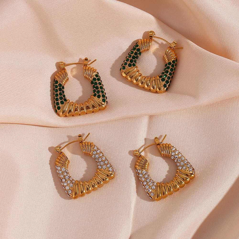 2022 New Stainless Steel Trendy Chic Christmas Earrings Rhinestone Filled Gold Color Hollow Square Hoop Earrings with Texture
2022 New Stainless Steel Trendy Chic Christmas Earrings Rhinestone Filled Gold Color Hollow Square Hoop Earrings with Texture