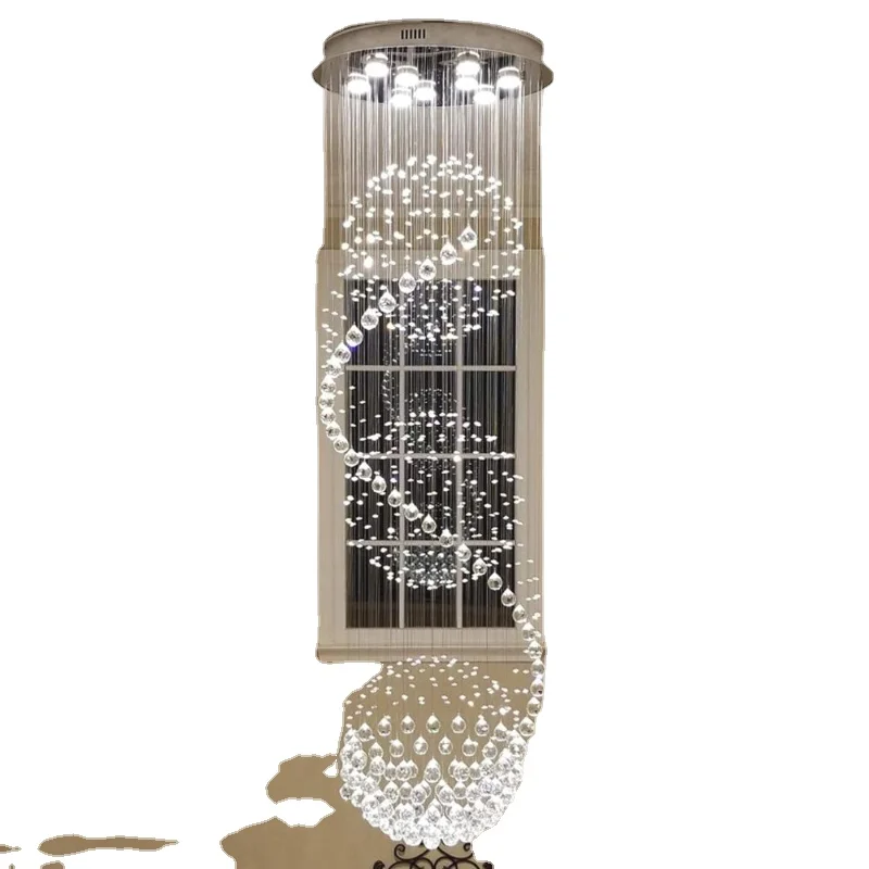 

Spiral Design Crystal Ceiling Chandelier LED for Living Room Villa Hotel Lobby Stairs Decor Pendant Lamp for Foyer EntrywayCD