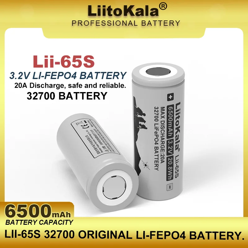 

1-20PCS LiitoKala LII-65S 3.2V 32700 6500mAh LiFePO4 Battery 20A Continuous Discharge Maximum 55A High Power Batteries