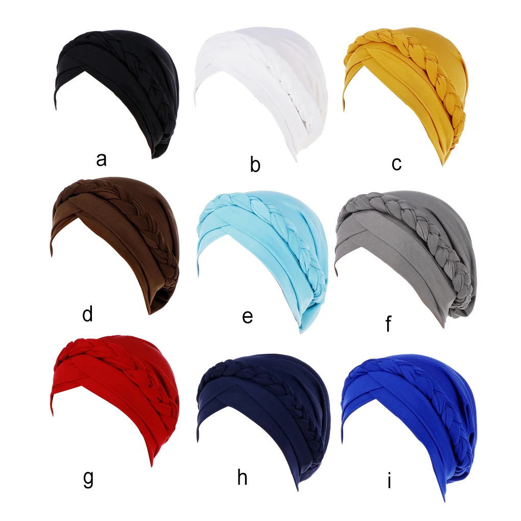 

Solid Turban Assorted Colors Single Layer Elastic Breathable Polyester Head Scarf Wraps Hair Bonnet Muslim Style Women
