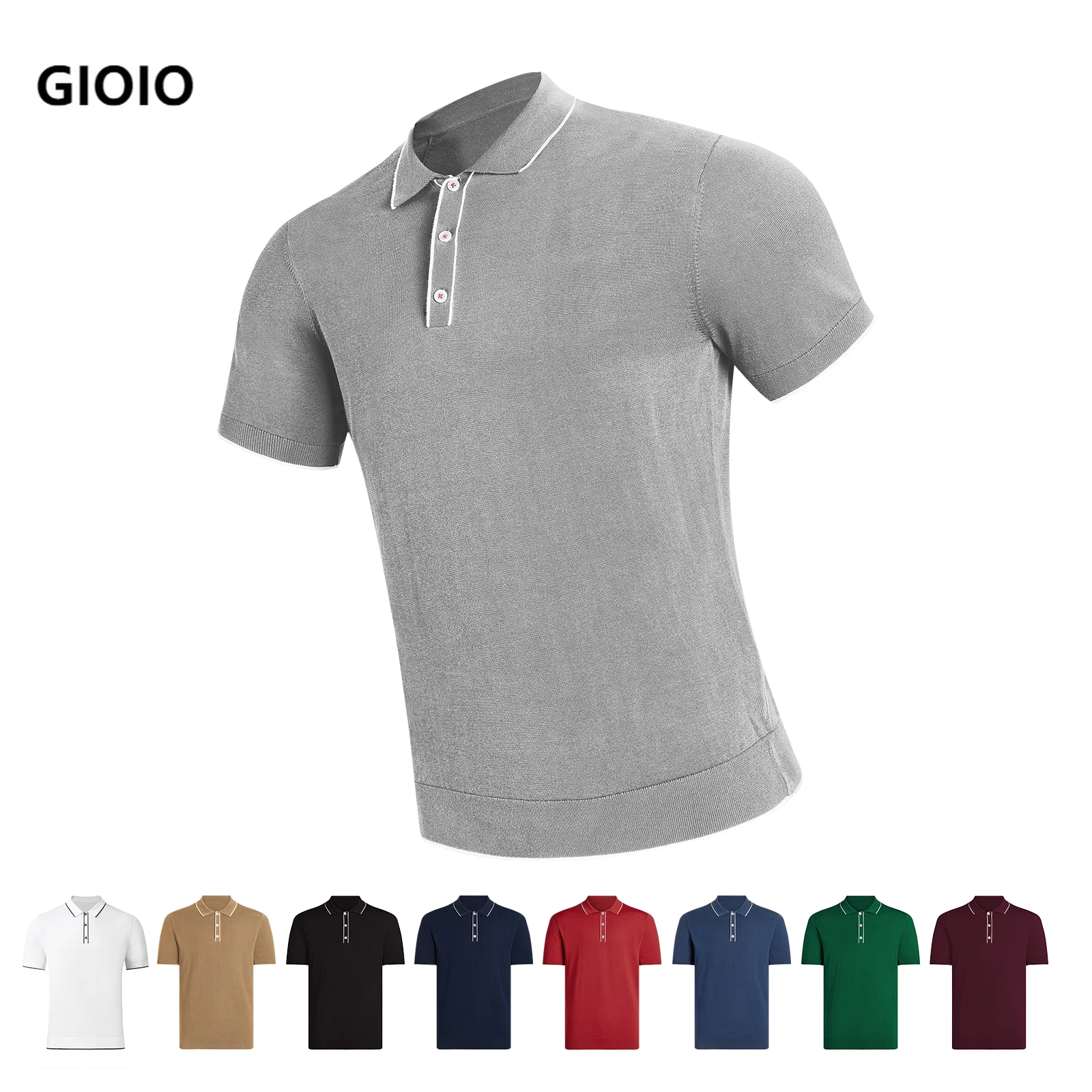 Мужская классическая рубашка-поло из натурального хлопка, с короткими рукавами и тремя пуговицами 
Мужская классическая рубашка-поло из натурального хлопка, с короткими рукавами и тремя пуговицами