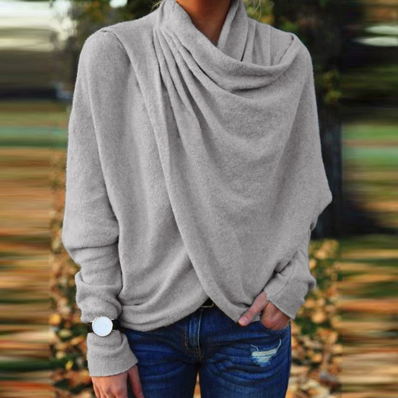 Casual Scarf Collar Loose Commute Shirt Women Top Chic Long Sleeve Irregular Pleated Shirt Clothing Spring Autumn Lady Pullover
Casual Scarf Collar Loose Commute Shirt Women Top Chic Long Sleeve Irregular Pleated Shirt Clothing Spring Autumn Lady Pullover