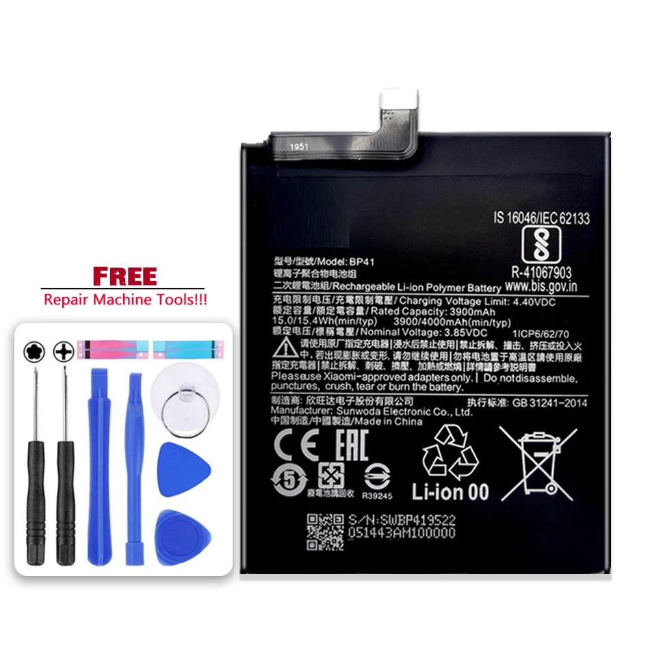 

4000mAh BP41 for XIAO MI Battery For Xiaomi Redmi K20 / Mi 9T mi9T T9 Xiomi Mobile Phone Bateria + Free tool
