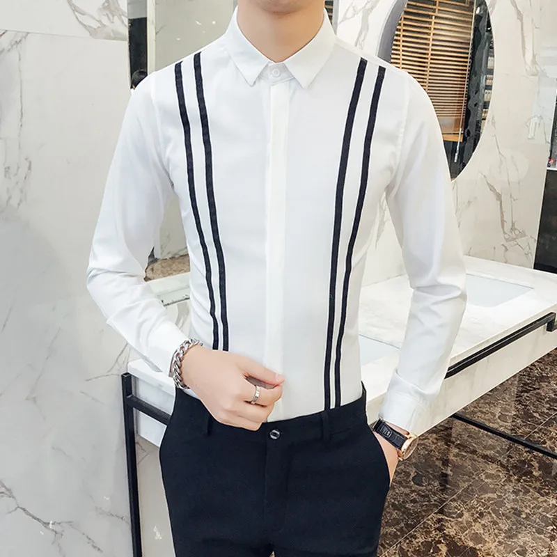2022 Fashion Mens Shirts Brand Clothing Slim Fit Patchwork Stripe Clothes Male Long Sleeve Shirt for Men Hotel suit
2022 Fashion Mens Shirts Brand Clothing Slim Fit Patchwork Stripe Clothes Male Long Sleeve Shirt for Men Hotel suit