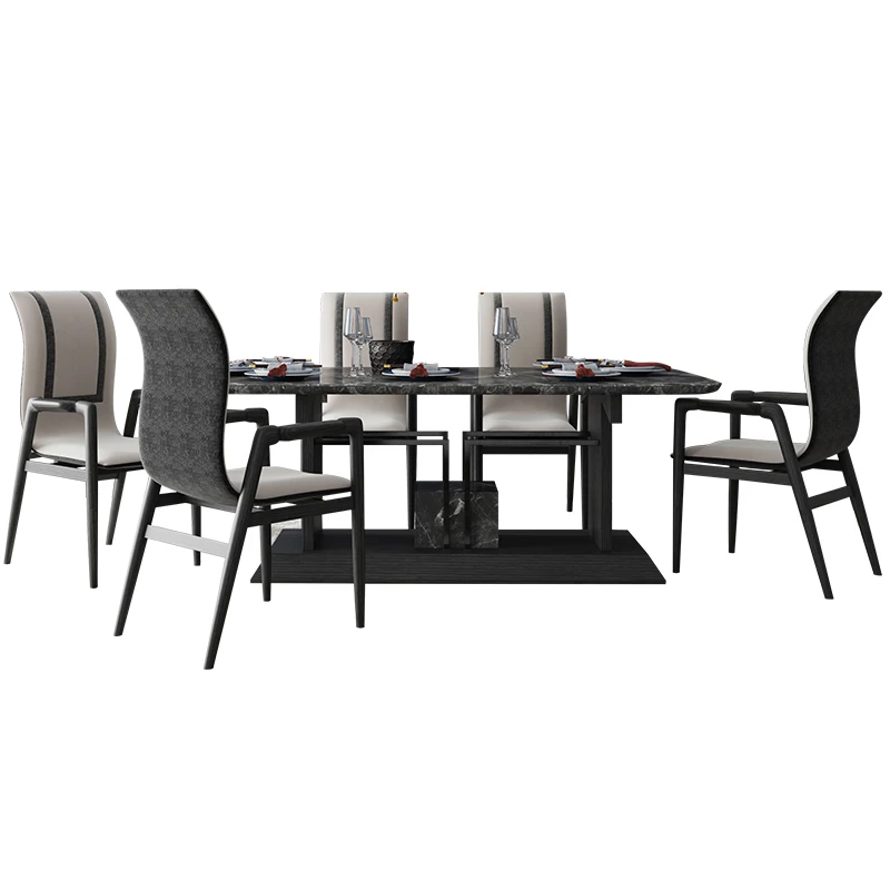 Solid wood long dining table high-end home restaurant modern light luxury marble dining table and chair combination
Solid wood long dining table high-end home restaurant modern light luxury marble dining table and chair combination
