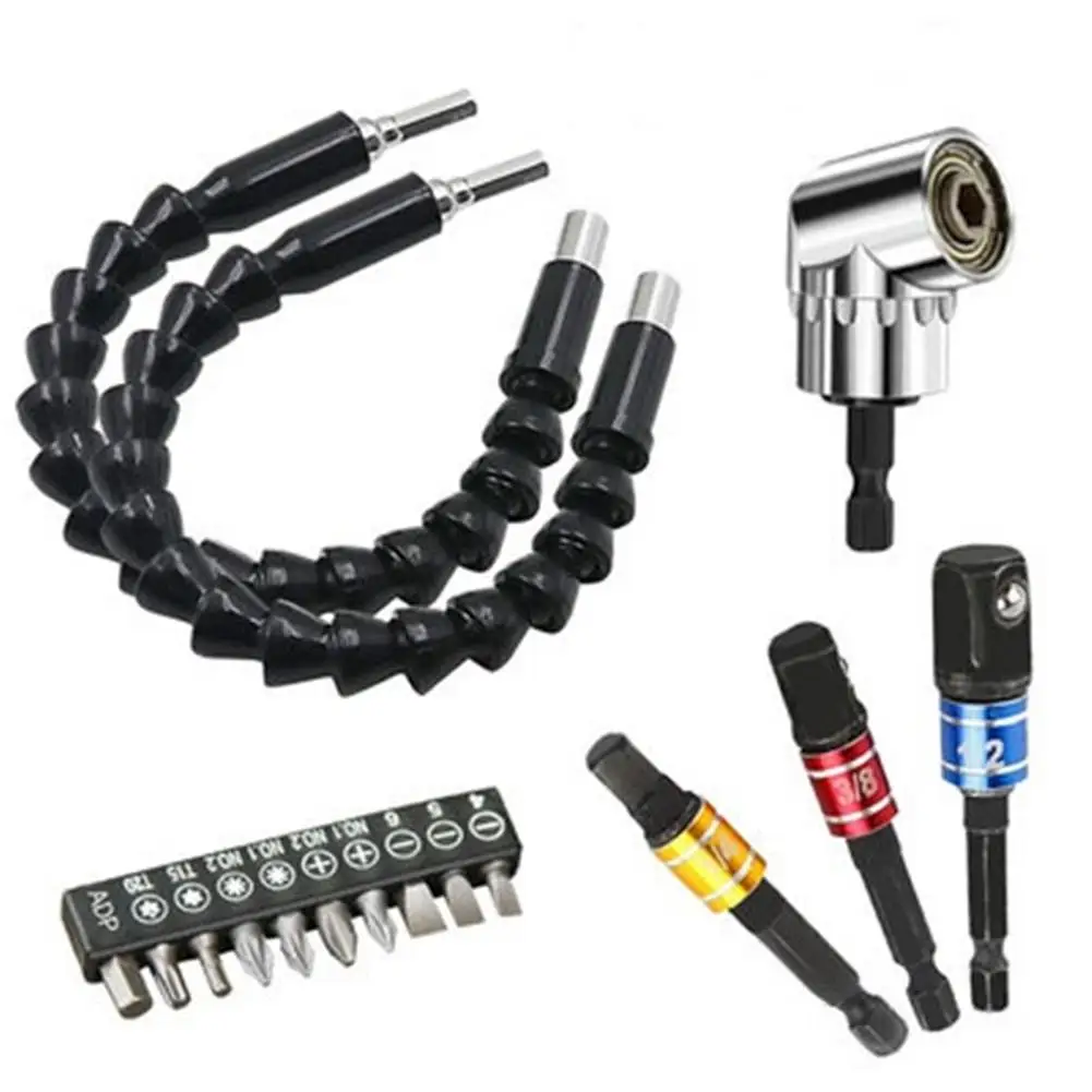 105 Degree Right Angle Drill Attachment Flexible Angle Extension Bit Kit for Drill Screwdriver 1/4" 3/8 1/2" Socket Adapter Tool
105 Degree Right Angle Drill Attachment Flexible Angle Extension Bit Kit for Drill Screwdriver 1/4" 3/8 1/2" Socket Adapter Tool