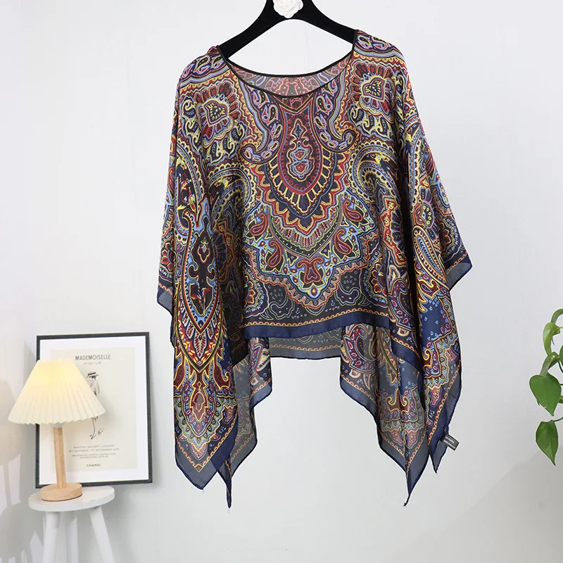 

Poncho Pullover Shawl Sun Protection Scarf New Versatile Scarf Paired With Women's Loose Summer Sunscreen Leisure Clothing P16