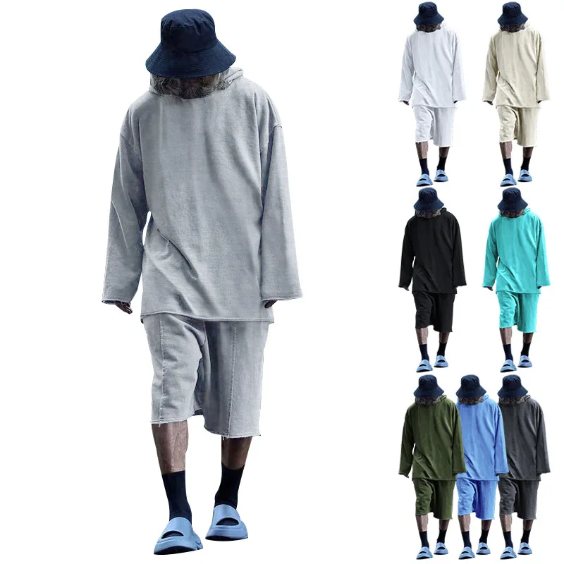 Новинка 2023, модный Свободный Повседневный костюм, однотонные летние шорты с капюшоном и длинным рукавом, из двух предметов
Новинка 2023, модный Свободный Повседневный костюм, однотонные летние шорты с капюшоном и длинным рукавом, из двух предметов