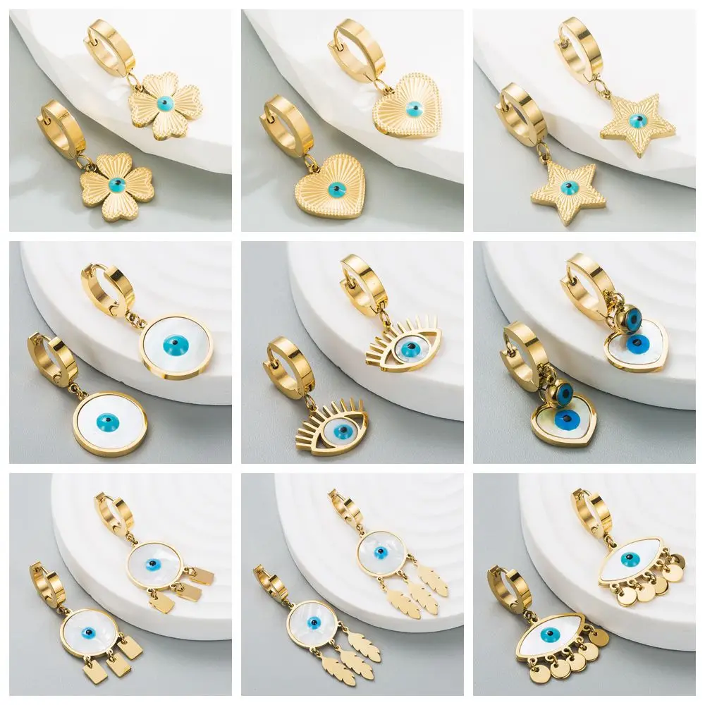 316L Stainless Steel Evil Eye White Shell Women's Earring 2022 New Trend Retro Fashion Geometric Drop Earring Boho Jewelry mujer
316L Stainless Steel Evil Eye White Shell Women's Earring 2022 New Trend Retro Fashion Geometric Drop Earring Boho Jewelry mujer