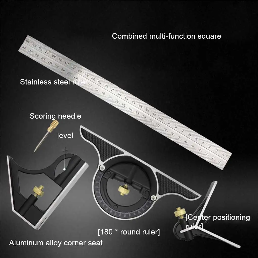 

Комбинированная угловая линейка, Профессиональный Точный Столярный калибр, деревообрабатывающий фитинг, регулируемый измерительный тран...