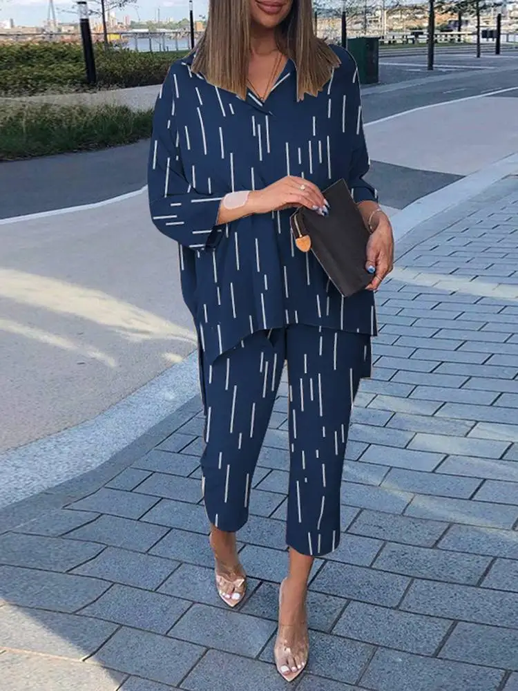 ZANZEA Summer Stripe Printed Casual Matching Sets Tracksuits Long Sleeve O-Neck High Low Blouse Holiday Side Slit Pant Suit
ZANZEA Summer Stripe Printed Casual Matching Sets Tracksuits Long Sleeve O-Neck High Low Blouse Holiday Side Slit Pant Suit