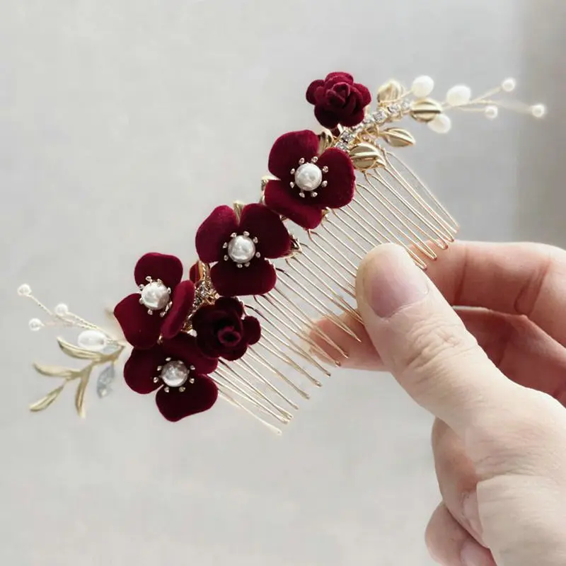 Retro Style Gold Leaf Red Flower Bridal Hair Comb Wedding Tiara High Quality Pearl Christmas Prom Jewelry For Women
Retro Style Gold Leaf Red Flower Bridal Hair Comb Wedding Tiara High Quality Pearl Christmas Prom Jewelry For Women