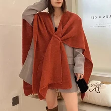 MoriBty New Autumn Knitted Scarf Women Luxury Solid Korean Version Pashmina Capes Female Fashion Clothing Accessories Shawl Wrap