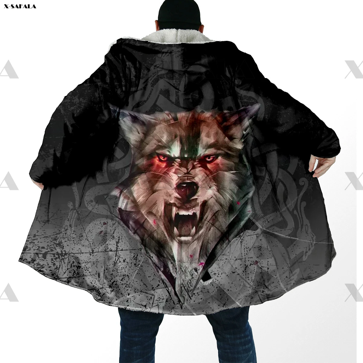 Viking Fenrir Norse Wolf Print Hoodie Long Fur Collar Hooded Blanket Cloak Quilted Winter Warm Cotton Cashmere Fleece
Viking Fenrir Norse Wolf Print Hoodie Long Fur Collar Hooded Blanket Cloak Quilted Winter Warm Cotton Cashmere Fleece