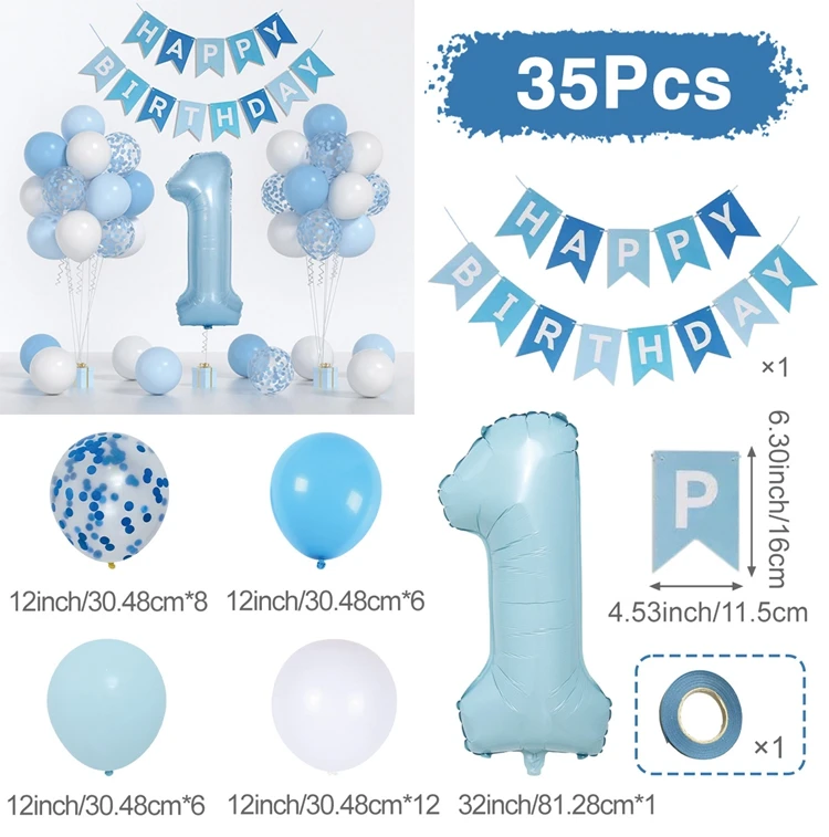 Набор воздушных шаров "Happy Birthday" Patamate для первого дня рождения
Набор воздушных шаров "Happy Birthday" Patamate для первого дня рождения