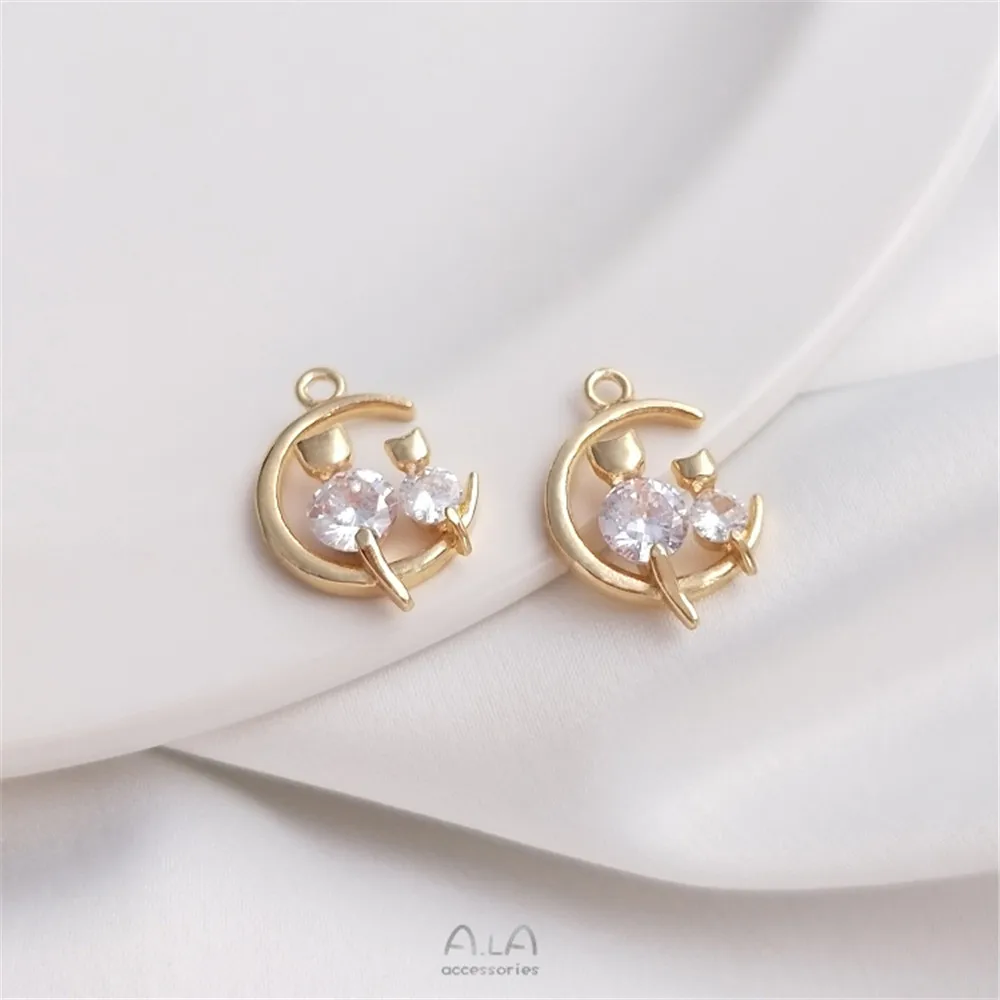 14K Gold Filled Plated Moon pendant zircon cat pendant diy bracelet earrings pendant accessories
14K Gold Filled Plated Moon pendant zircon cat pendant diy bracelet earrings pendant accessories