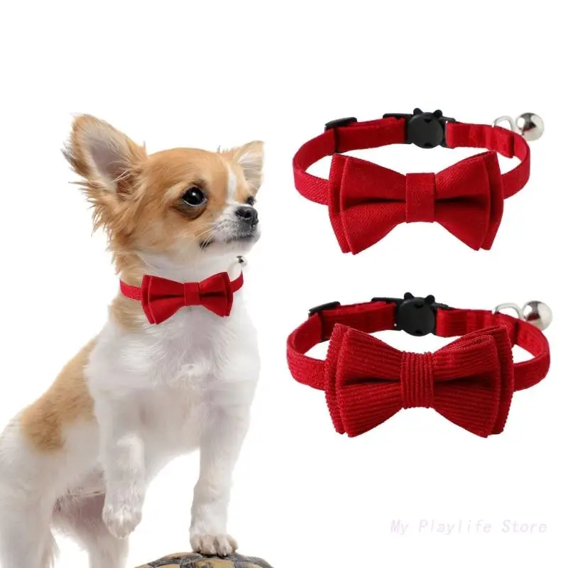 

Pet Bowtie Collar Cute Costume Red Necktie Break-away Buckle Metal D-Ring for Small Dogs Puppy Cats Grooming Accessories