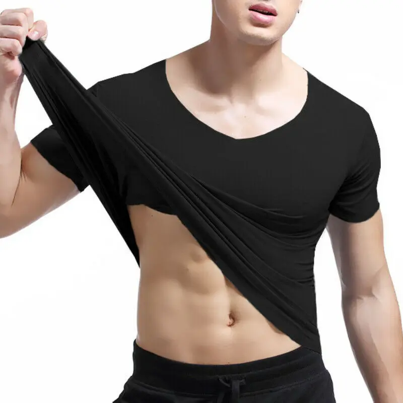 Ultra Thin T-Shirt Top Tee Short Sleeve V-Neck Elastic Jerseys Mens Undershirts Mens Underwear Sexy Casual Vest T Shirts
Ultra Thin T-Shirt Top Tee Short Sleeve V-Neck Elastic Jerseys Mens Undershirts Mens Underwear Sexy Casual Vest T Shirts