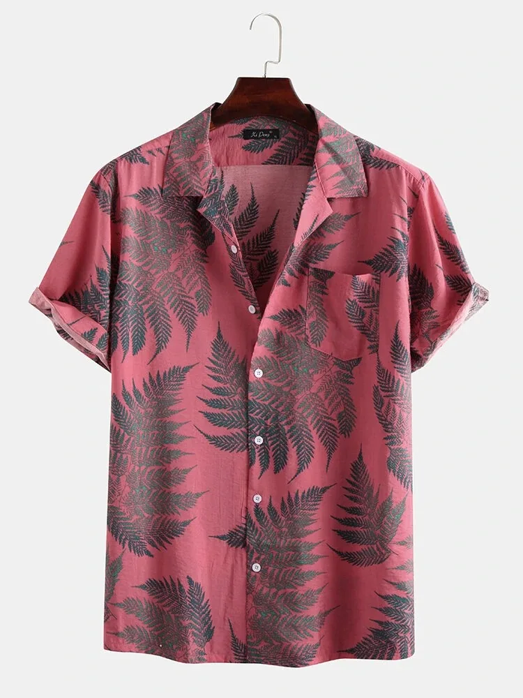 T Shirts Men Casual Loose Beachwear Leaf Print Short Sleeve Shirt Tops Streetwear Button Up Vintage Tees Holiday Beach Shirt
T Shirts Men Casual Loose Beachwear Leaf Print Short Sleeve Shirt Tops Streetwear Button Up Vintage Tees Holiday Beach Shirt