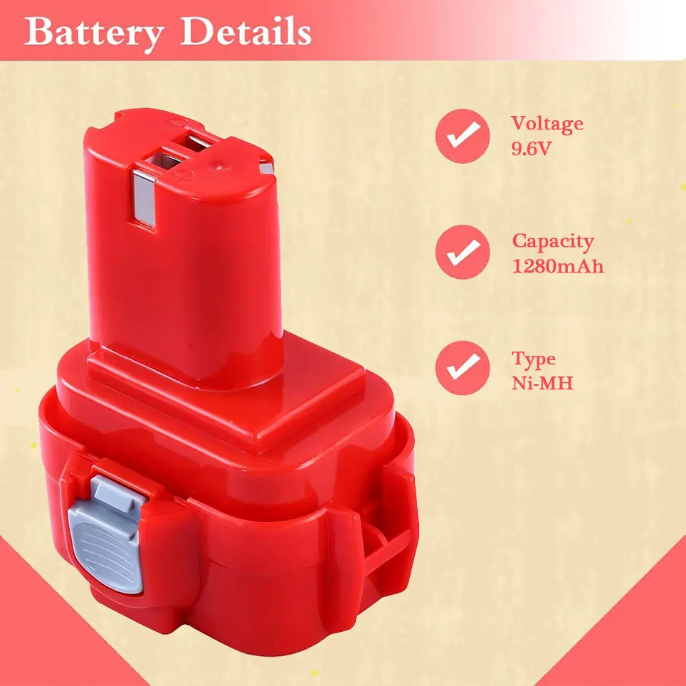 12800mAh 9.6V pa09 replacement battery compatible with Makita 9.6V battery 9100 9120 9122 192595-8 192596-6 192638-6 192697-a
12800mAh 9.6V pa09 replacement battery compatible with Makita 9.6V battery 9100 9120 9122 192595-8 192596-6 192638-6 192697-a