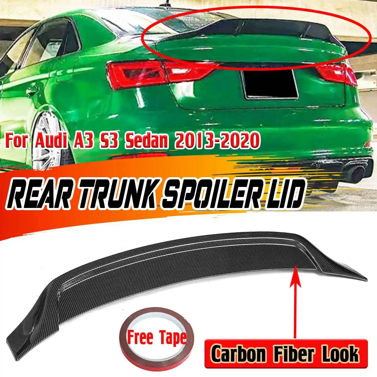 Carbon Fiber Look A3 Car Rear Trunk Boot Lip Spoiler Wing Lip RT Style Car Tail Wing Decoration For Audi A3 S3 Sedan 2013-2020
Carbon Fiber Look A3 Car Rear Trunk Boot Lip Spoiler Wing Lip RT Style Car Tail Wing Decoration For Audi A3 S3 Sedan 2013-2020