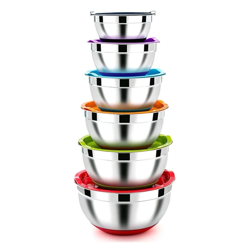 Mixing Bowl,Stainless Steel Salad Bowl With Airtight Lid & Non-Slip Bottom,Stackable Bowl,For Kitchen,Cooking,Baking,Etc
Mixing Bowl,Stainless Steel Salad Bowl With Airtight Lid & Non-Slip Bottom,Stackable Bowl,For Kitchen,Cooking,Baking,Etc