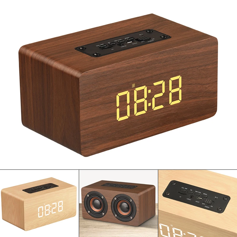 W5C 52MM Double Horn Wooden Wireless Bluetooth Alarm Clock Speaker with Time Display and AUX Wired Connection for Smart phone PC
W5C 52MM Double Horn Wooden Wireless Bluetooth Alarm Clock Speaker with Time Display and AUX Wired Connection for Smart phone PC