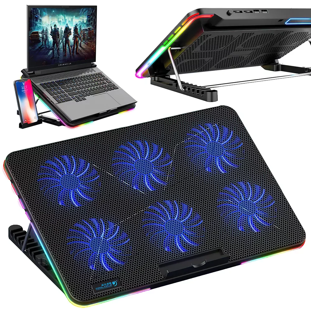Air cooler laptop Stand Gaming Notebook Radiator with 6 fans Computer cooler Fan Base mute Suitable for 12-17 inch cooling pad
Air cooler laptop Stand Gaming Notebook Radiator with 6 fans Computer cooler Fan Base mute Suitable for 12-17 inch cooling pad