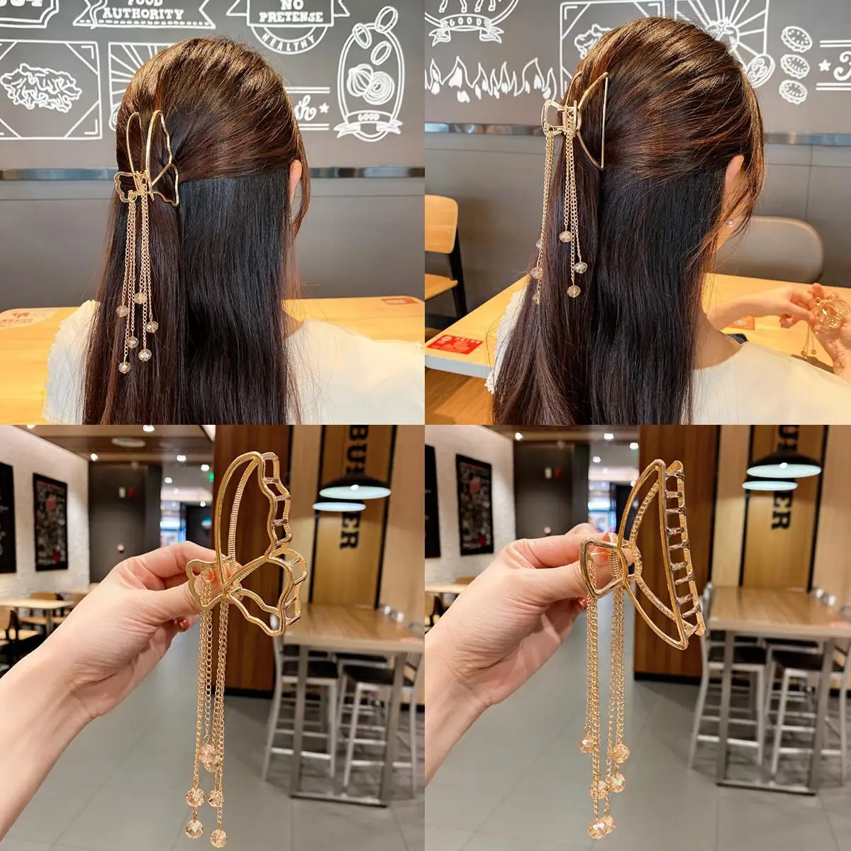Crystal Tassel Clip Female Summer Back Head Butterfly Combined With Gold Headdress Temperament Shark Clip
Crystal Tassel Clip Female Summer Back Head Butterfly Combined With Gold Headdress Temperament Shark Clip