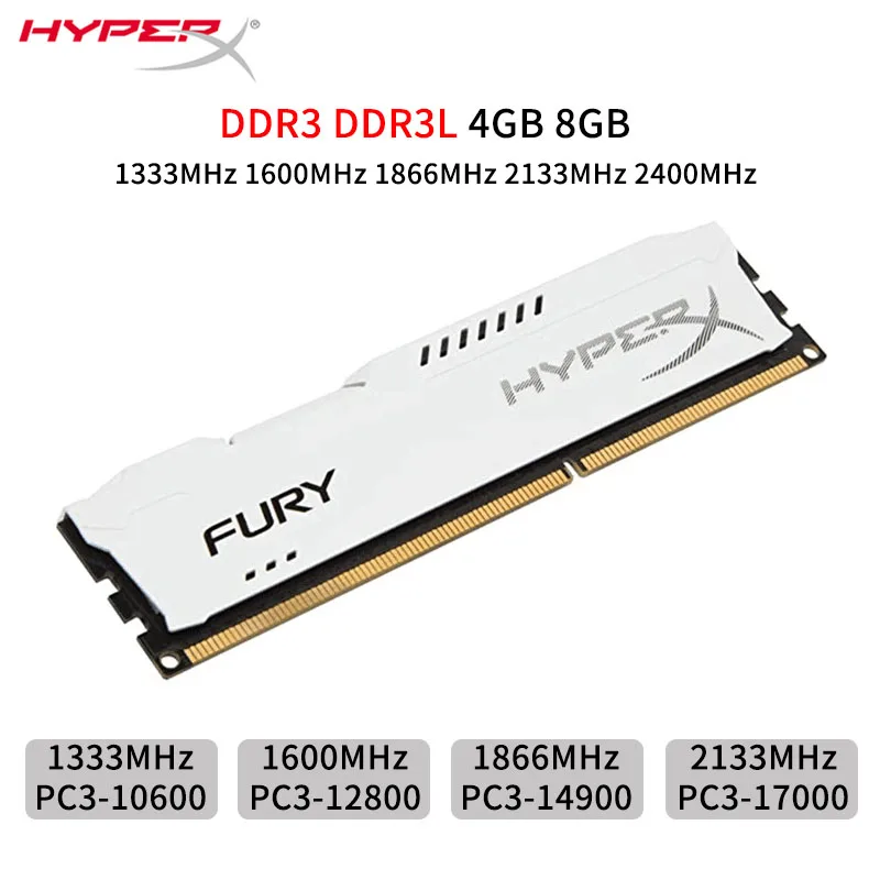 

HyperX Rury RAM DDR3 8GB 4GB 1333MHz 1600MHz 1866MHz 2133MHz 2400MHz 1.35V 240Pin Dual Channel Desktop Memory Ram