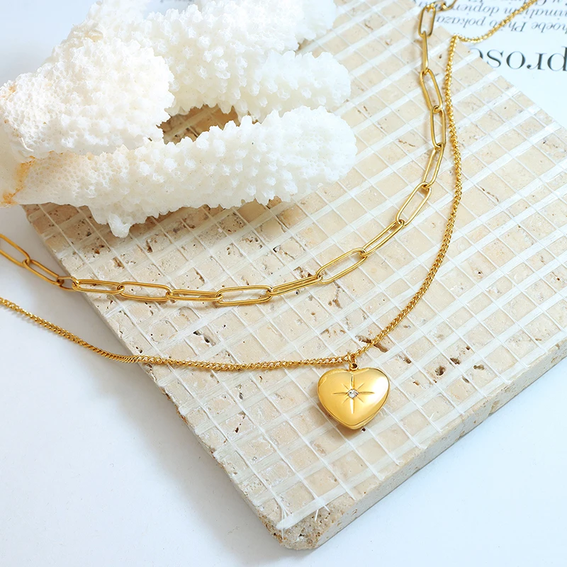 Ins Wind Small Fresh Necklace Cute Women's Necklace Jewelry Double Heart Necklace Love Double layered Inlaid Zircon Necklace
Ins Wind Small Fresh Necklace Cute Women's Necklace Jewelry Double Heart Necklace Love Double layered Inlaid Zircon Necklace