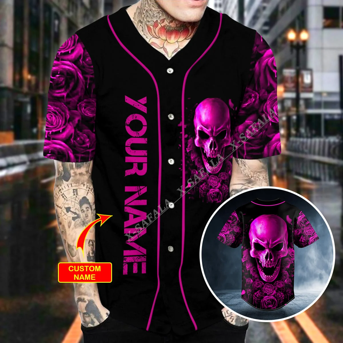 X-SAFALA Purple Roses Sugar Skull 3D Printed Baseball Jersey Shirt T-Shirts Top Tee Men Streetwear Short Sleeve V-Neck Hip Hop
X-SAFALA Purple Roses Sugar Skull 3D Printed Baseball Jersey Shirt T-Shirts Top Tee Men Streetwear Short Sleeve V-Neck Hip Hop