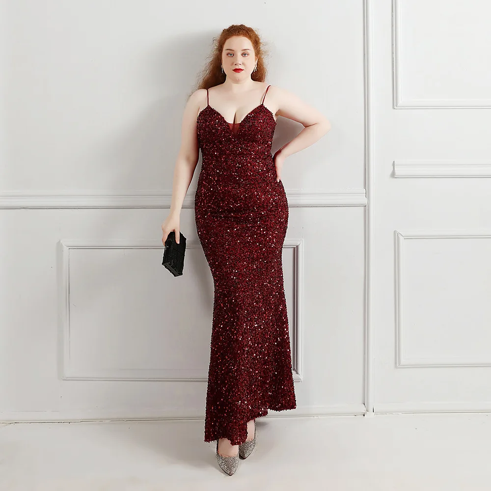 Elegant Plus Size Women 2022 New Party Bodycon Mermaid Maxi Dress Sexy Spaghetti Strap V Neck Sequin Evening Dress
Elegant Plus Size Women 2022 New Party Bodycon Mermaid Maxi Dress Sexy Spaghetti Strap V Neck Sequin Evening Dress