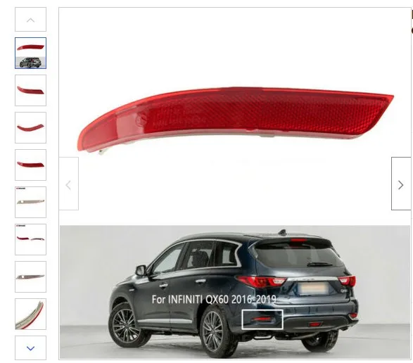 REAR REFLECTOR Bumper Light Tail Light Brake Lamp ABS Plastic Car Part FOR INFINITI QX60 2016 2017
REAR REFLECTOR Bumper Light Tail Light Brake Lamp ABS Plastic Car Part FOR INFINITI QX60 2016 2017