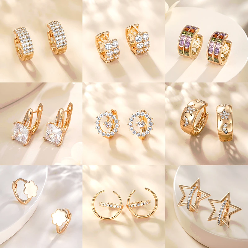 European American Personality Silver Gold Color Earrings Fashion Feminine Temperament Zircon Diamond Women Star Moon Earrings
European American Personality Silver Gold Color Earrings Fashion Feminine Temperament Zircon Diamond Women Star Moon Earrings