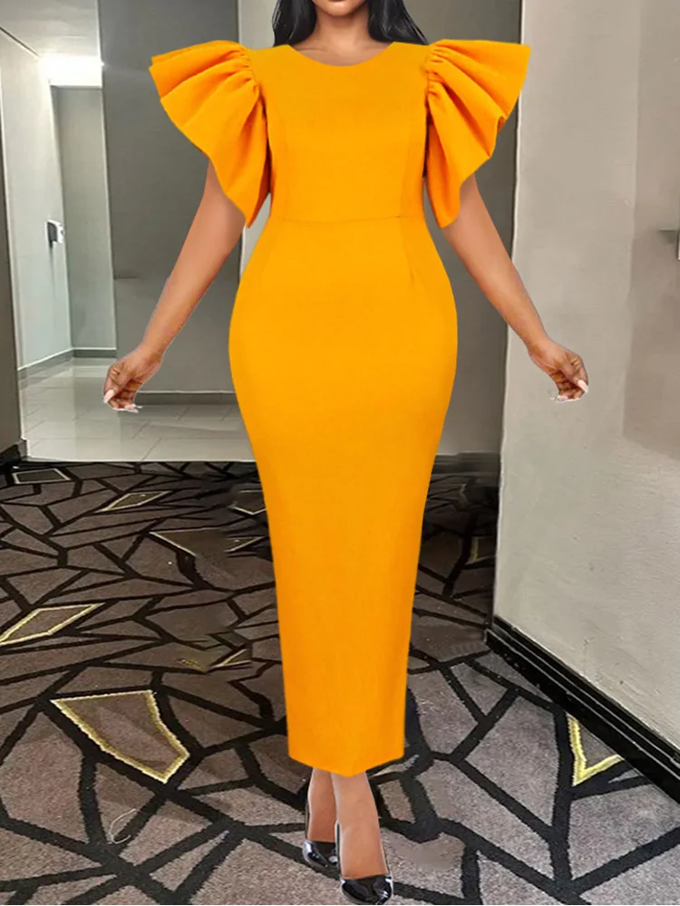 Elegant Solid Color Office Women Dress Summer Butterfly Sleeve Pencil Maxi Bodycon Robe Femme 2022 African Retro OL Maxi Vestido
Elegant Solid Color Office Women Dress Summer Butterfly Sleeve Pencil Maxi Bodycon Robe Femme 2022 African Retro OL Maxi Vestido