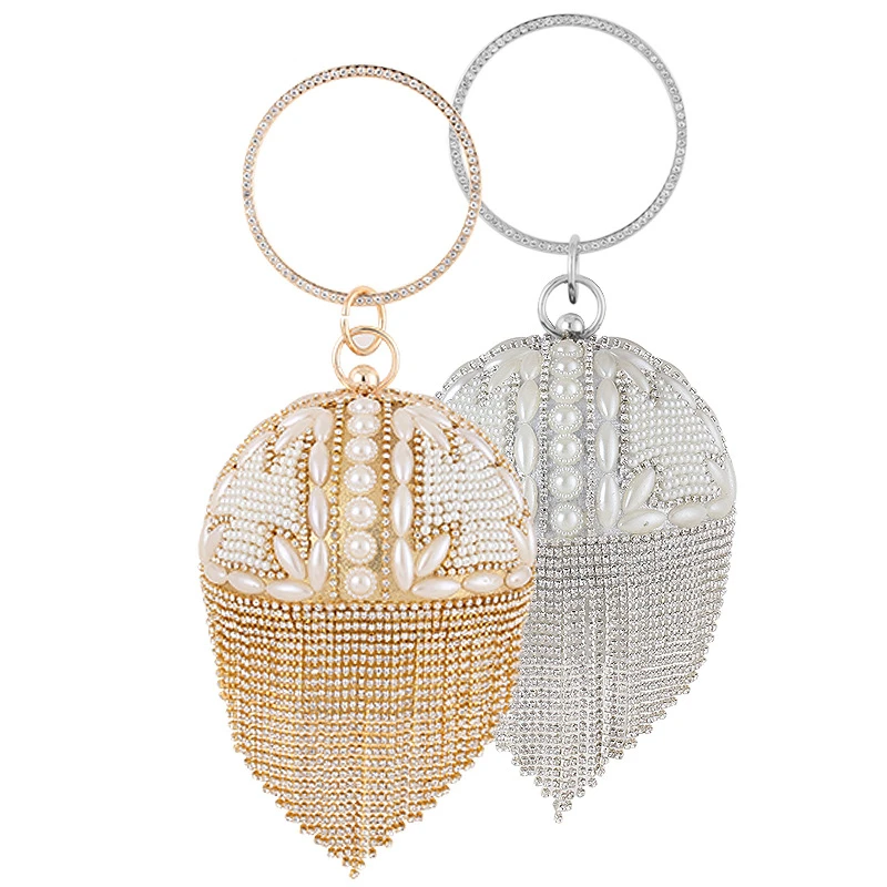 Luxury Women Round Ball Clutch Evening Bag with Rhinestone Tassel Pearl Exquisite Ladies Wedding Party Handbag Small Wallet
Luxury Women Round Ball Clutch Evening Bag with Rhinestone Tassel Pearl Exquisite Ladies Wedding Party Handbag Small Wallet