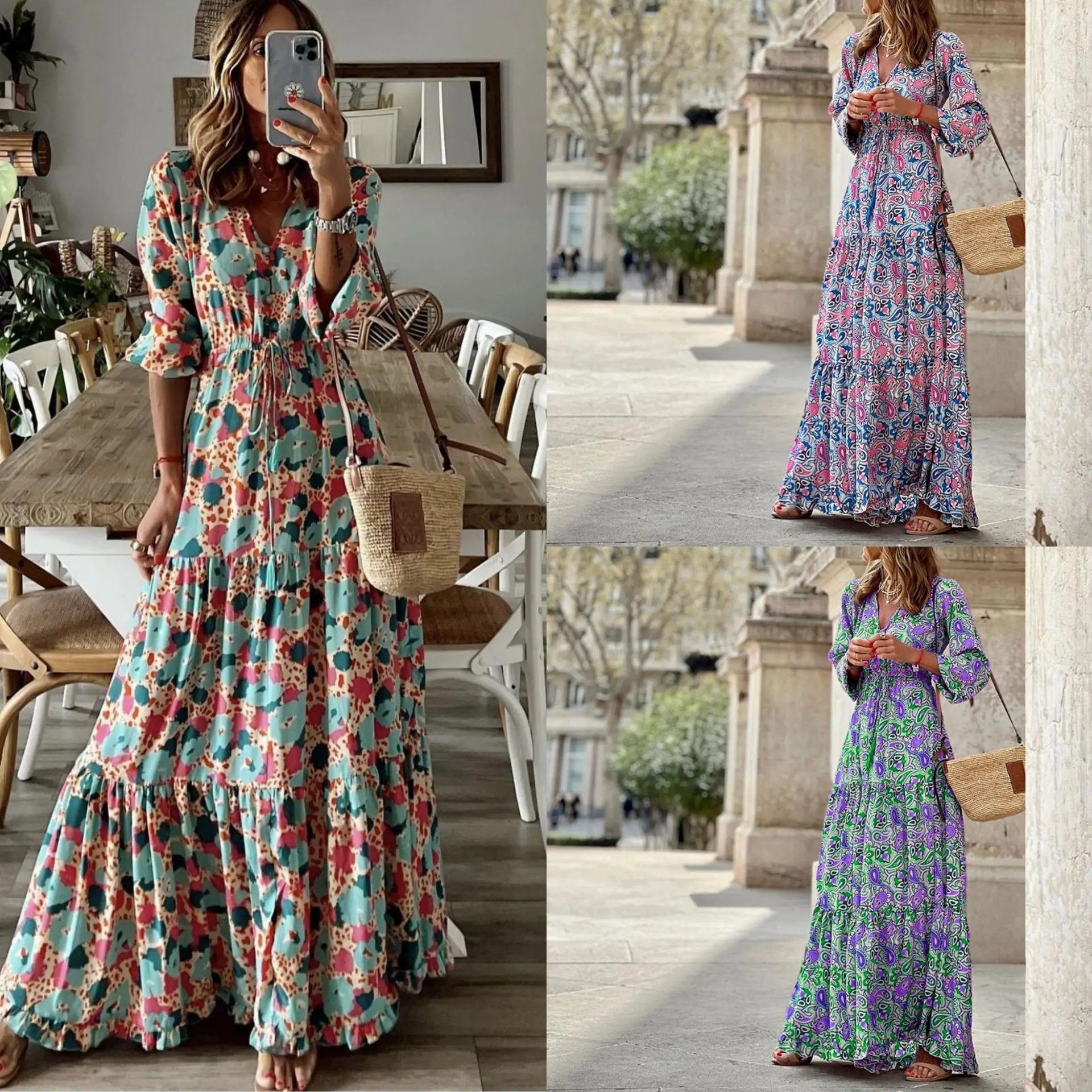 2023 Women Fashion Elegant Flowing Beach Floral Sexy Print Dresses Summer Vintage V-Neck Dress
2023 Women Fashion Elegant Flowing Beach Floral Sexy Print Dresses Summer Vintage V-Neck Dress