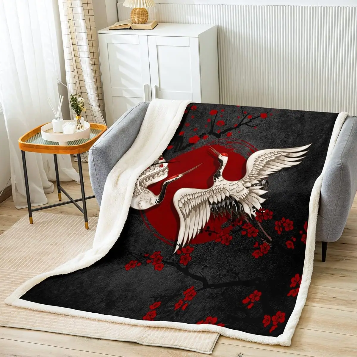 Crane Kids Throw Blanket,Birds Cherry Blossom Branch Retro Bed Blanket,Girls Boys Adults Xmas Decor,Japanese Ukiyo-e
Crane Kids Throw Blanket,Birds Cherry Blossom Branch Retro Bed Blanket,Girls Boys Adults Xmas Decor,Japanese Ukiyo-e