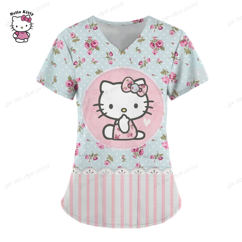 Uniforms Short Sleeve Scrub Tops Women Beauty Workwear Nursing clthing V Nexk Hello Kitty Print Healthcare Tunic Carers Blouse
Uniforms Short Sleeve Scrub Tops Women Beauty Workwear Nursing clthing V Nexk Hello Kitty Print Healthcare Tunic Carers Blouse