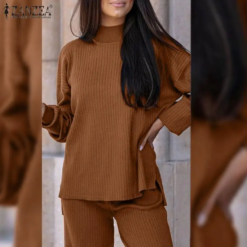 2022 Oversized Women Knitted Matching Sets ZANZEA Spring OL Two Piece Sets Tracksuit Casual Solid Baggy Pullover Wide Leg Pant 7
2022 Oversized Women Knitted Matching Sets ZANZEA Spring OL Two Piece Sets Tracksuit Casual Solid Baggy Pullover Wide Leg Pant 7