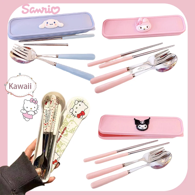 Sanrio Anime Hello Kitty Portable Ceramic Stainless Steel Cutlery Cinnamoroll Kuromi My Melody Cartoon Chopsticks Spoon Fork Set
Sanrio Anime Hello Kitty Portable Ceramic Stainless Steel Cutlery Cinnamoroll Kuromi My Melody Cartoon Chopsticks Spoon Fork Set
